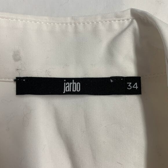 JARBO Size S White Cotton Blend Hidden Buttons 3/4 Sleeves Shirt Dress - Picture 4 of 8